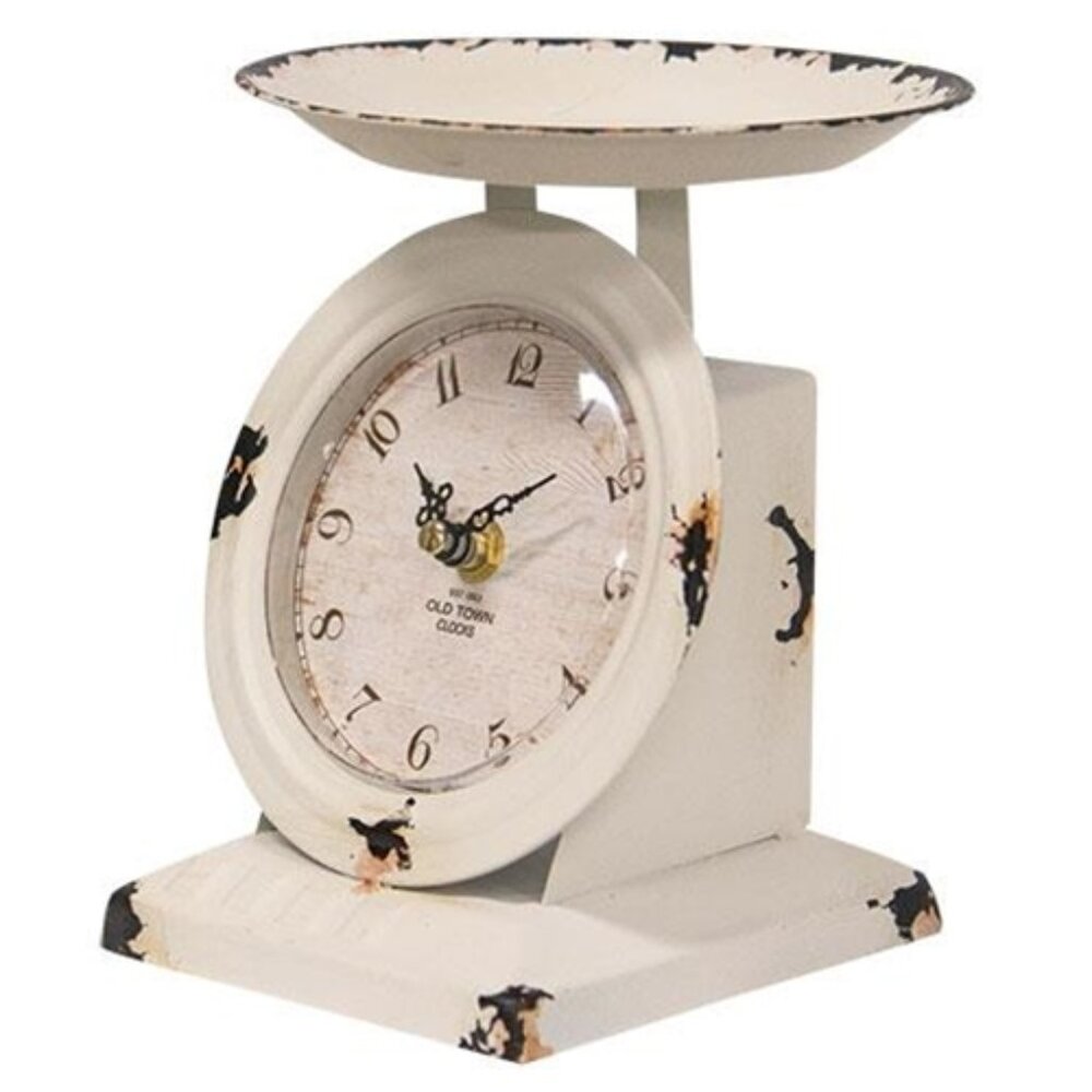 Farmhouse White Old Town Scale Clock, Vintage Style